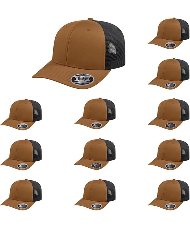 Cap America i8502 Flexfit 110 Premium Mid Profile 6-Panel Mesh Back Trucker Cap Hat w/UV Guard & Adjustable Snapback