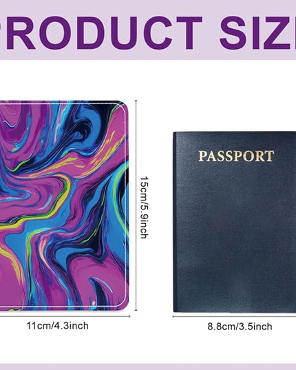 PU Leather Passport Holder Cover 5.9×4.3 Inch with Credit Card Slot and Boarding Pass Slot Combo Blocking Passport Holder Wallet Cover Case for Travel Boarding Essentials (Neon)