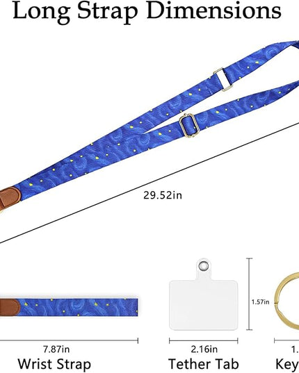 GEHUY IPhone Lanyard Crossbody with Wrist Strap, Adjustable Starry Sky Neck & Wrist Lanyard for Keys, ID Cards, Phone Case Accessories – Universal Cute Set for Women & Girls