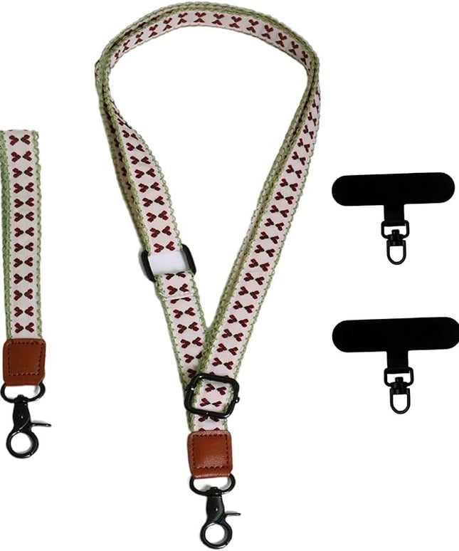 Adjustable Lanyard for Phone, Camera, Name Tags, ID card, Keychain and Wristlet Straps with 2 phone pads(Black)