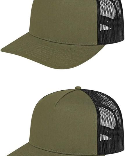 Cap America i3039 Classic 5 Panel Mid Profile Structured Trucker Mesh Back Cap w/ & Adjustable Snapback