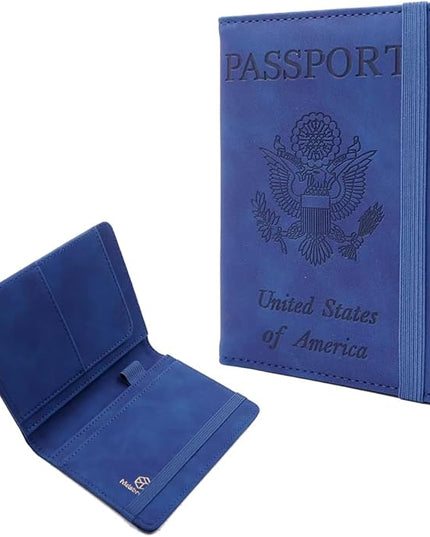 Melsbrinna Premium Leather Passport Holder Covers Case, Waterproof Rfid Blocking Travel Wallet Passport Holder with Pen Holder, Cute Passport Book for Women/Men