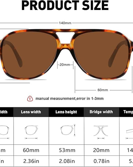 YDAOWKN Retro Aviator Sunglasses for Women Mens Large Frame Classic Vintage 70s Sun Glasses Aviators