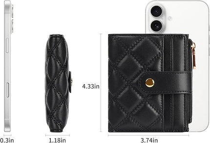 FALAN MULE Small Wallets Woman Leather Bifold RFID Blocking Card Holder With Zipper Coin Pocket