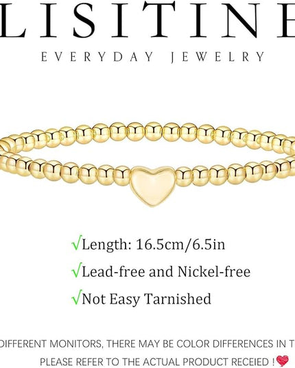 Gold Bracelets for Women 14K Gold Beaded Bracelets Stackable Bracelets for Women Gold Charm Bracelet Non Tarnish Gold Jewelry for Women Trendy