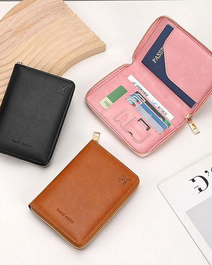 Passport Holder for Travel Women and Men RFID Passport Holder with Card Slots Holder Passport Case Passport cover Passport Wallet Travel Essentials and Accessories (Short Zipper, SZ-Olive)