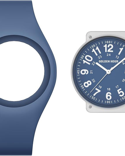 GOLDEN HOUR Waterproof Sports Analog Unisex Watches for Nurse Medical Professionals, Students - Military Time Glowing Easy to Read Dial, Jelly Silicone Strap