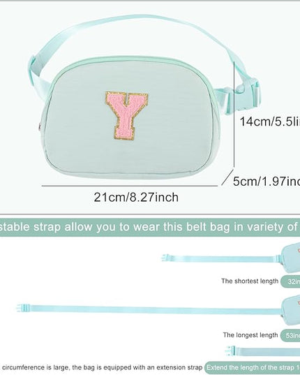 Glratn Initial Letter Fanny Pack for Girls,Patch Belt Bag,Toddler Crossbody Bags，Gifts for 3 4 5 6 7 8 9 10 11 12 Year Old Teens Kids,Christmas Graduation Gifts for Teen Girls ，(Light green-G)
