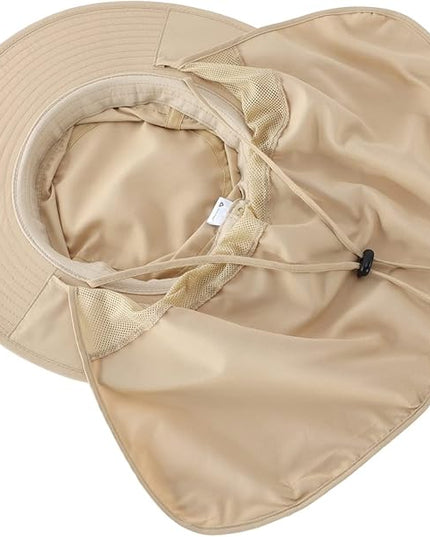 Home Prefer UPF50 Mens Sun Hat with Neck Flap Quick Dry UV Protection Cap Womens Wide Brim Fishing Hat Neck Flap Beach Garden