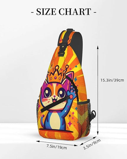 Animal Face Sling Bag Crossbody Bags Chest Bag Backpack for Travel Running and Hiking for Men Women Colorful Cat 2