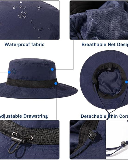 Oversized XL XXL Waterproof Sun Hat for Big Heads Mesh Bucket Hat Wide Brim Adjustable Packable Hiking Beach Fishing