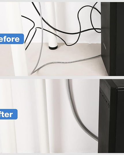 JOTO 1 Pack Cable Management Sleeve, 10 Feet Cord Organizer System with Zipper for TV Computer Office Home Entertainment, Flexible Cable Sleeve Wrap Cover Wire Hider System -Grey