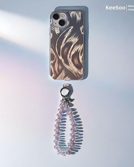 Pink Pure Shine Crystal Original Design Phone Charm with 2 Tether Tabs – Stylish, Durable, and Hands-Free Phone Chain – Compatible with iPhone, Samsung, Pixel & More