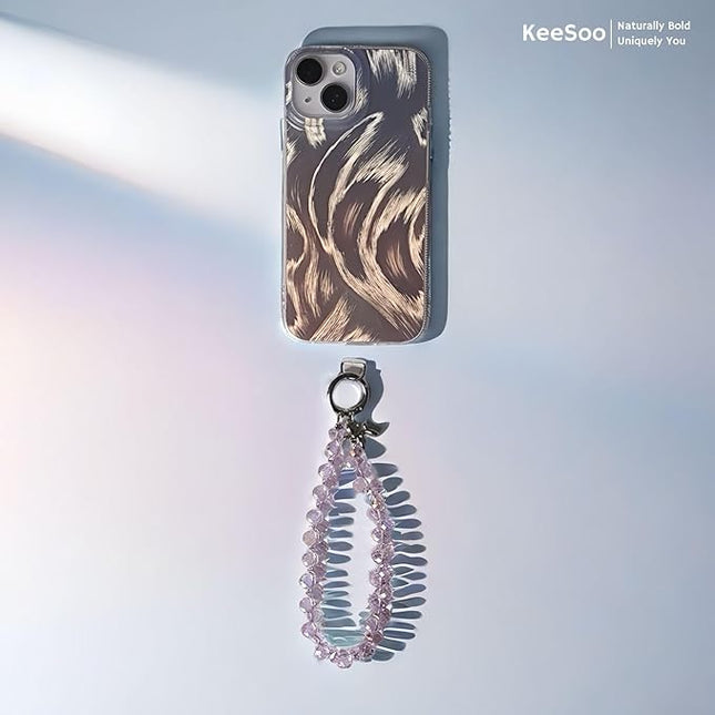 Pink Pure Shine Crystal Original Design Phone Charm with 2 Tether Tabs – Stylish, Durable, and Hands-Free Phone Chain – Compatible with iPhone, Samsung, Pixel & More