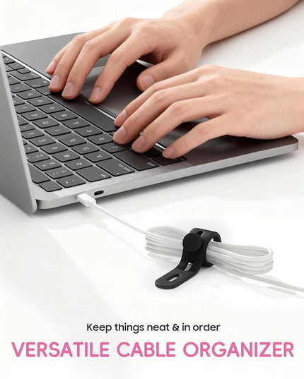25Pack Silicone Cable Ties,Reusable Cord Organizer for Bundling Electrical Cords,Adjustable Data Cable Organizer Ties,High Elasticity Cable Straps for Home/Office/School/Travel(Black)