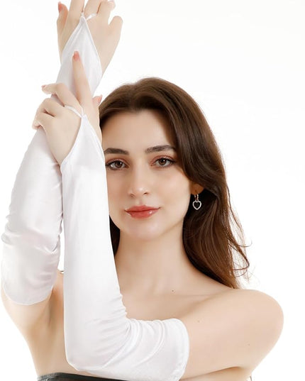 Fingerless Long Glove 1920s Satin Stretchy Elbow Length Opera Party Gloves