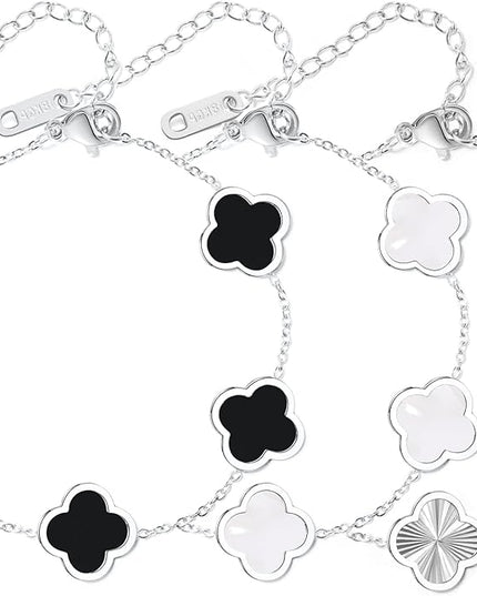 3PC Clover Bracelets Set 18k Gold Plated Lucky Clover Bracelet Women Adjustable Link Bracelets Cute Gold Jewelry
