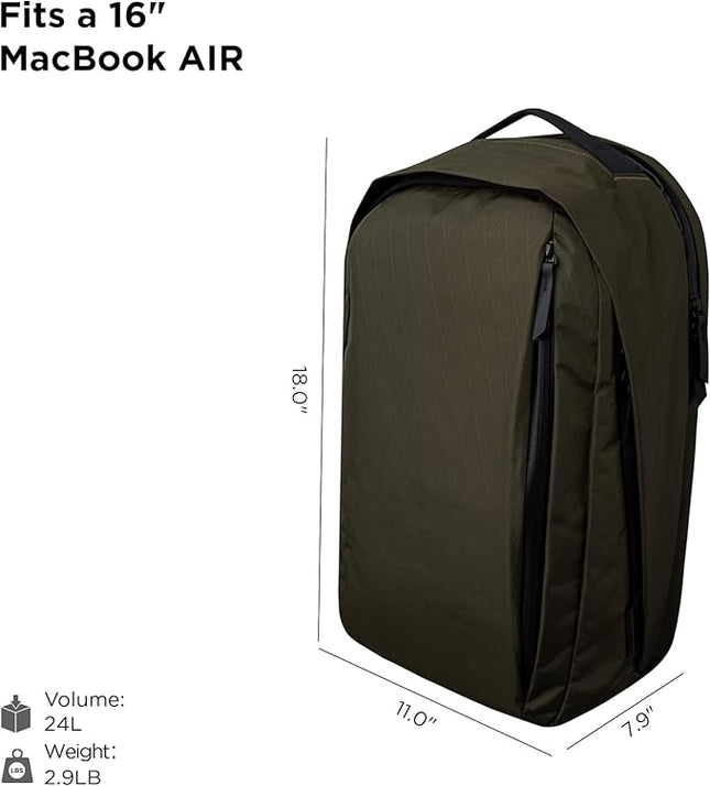 ALPAKA Metro Backpack Pro for Men - Fits 15.6" Laptop Business Travel Backpack with YKK Zippers, MOD Key Leash & Luggage Pass-through, Weatherproof X-pac Material Work Bag(Olive Green)