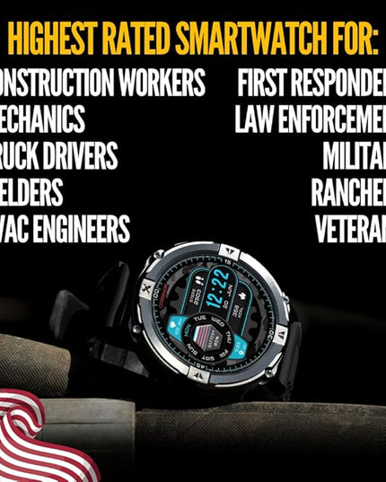 CARBINOX X-Ranger Smart Watch (Answer/Make Calls), Rugged Fitness Tracker IP69K Waterproof, Compatible with Android and iOS, 14 Days of Battery Military Durable, AMOLED Screen