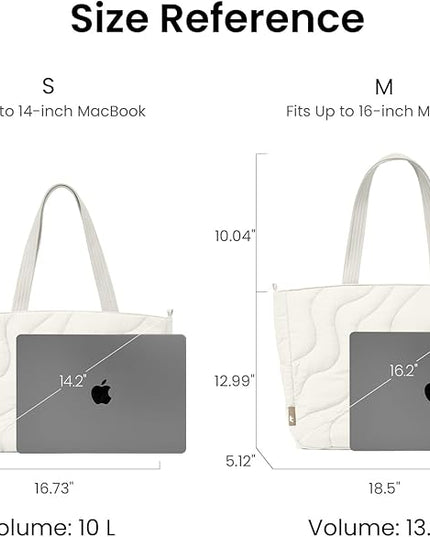 tomtoc 16-inch Puffy Laptop Tote Bag for Women 13.5L, Lightweight Puffer Work Tote with Padded Laptop Compartment for 15/16-inch MacBook, Large Capacity Tote Bag for Office, Business, Daily Essentials