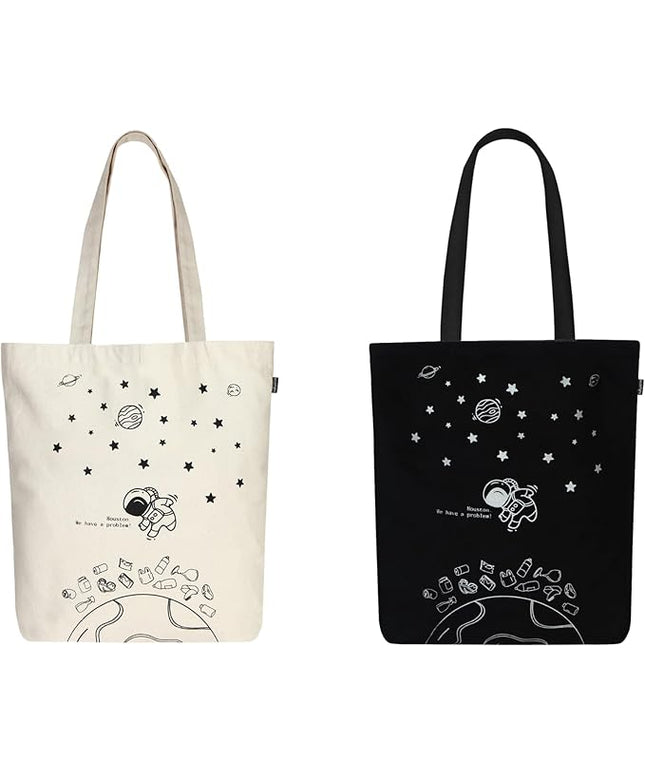 Ecoright Tote Bag for Women with Zipper, Small Tote Bag, Canvas Bag, Reusable Cotton Bag for Beach, Grocery, School & Work