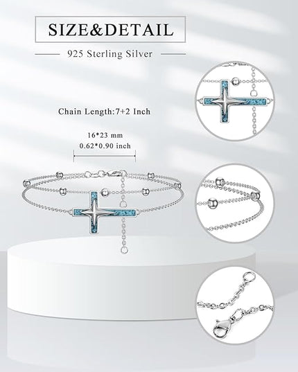 Dorunmo 925 Sterling Silver Infinity Heart Cross Circle Evil Eye Anklet Bracelets for Women Mother's Day Jewelry for Wife Girlfriend Mom Her