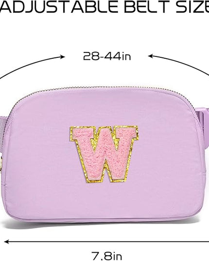 Gitus Initial Belt Bag Fanny Pack Crossbody Bag for Girls Birthday Gifts Age 8-10 Teen Girl Gifts Trend Stuff Personalized Letter Gifts for Daughter Sister (Lavender-W)