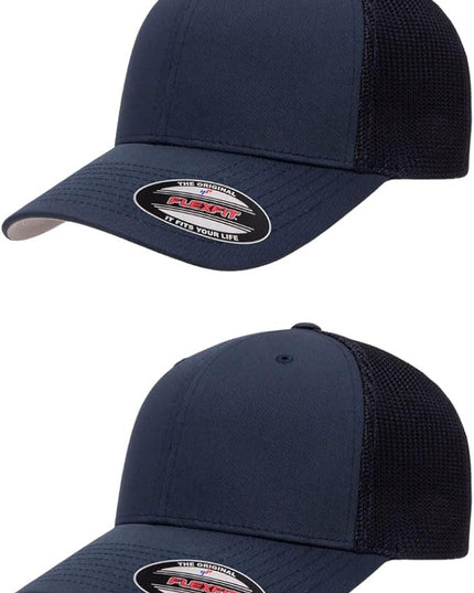 Flexfit 6511 Fitted Mid-Profile Stretchable Mesh Panels Trucker Cap | Bulk Pack Available