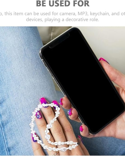 Bohemian 8Mm Faceted Crystal Pearl Beaded Phone Wrist Strap Key Lanyard for Women Anti-Lost Phone Hanging Rope Charm