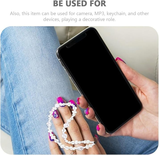 Bohemian 8Mm Faceted Crystal Pearl Beaded Phone Wrist Strap Key Lanyard for Women Anti-Lost Phone Hanging Rope Charm