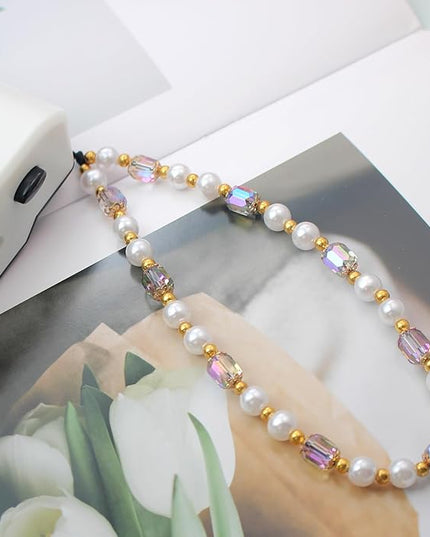 Beaded Camera Wrist Strap, Cute Phone Charms Strap, Pearl Bracelet Wrist Strap, Phone Keychain Decoration for Wallet