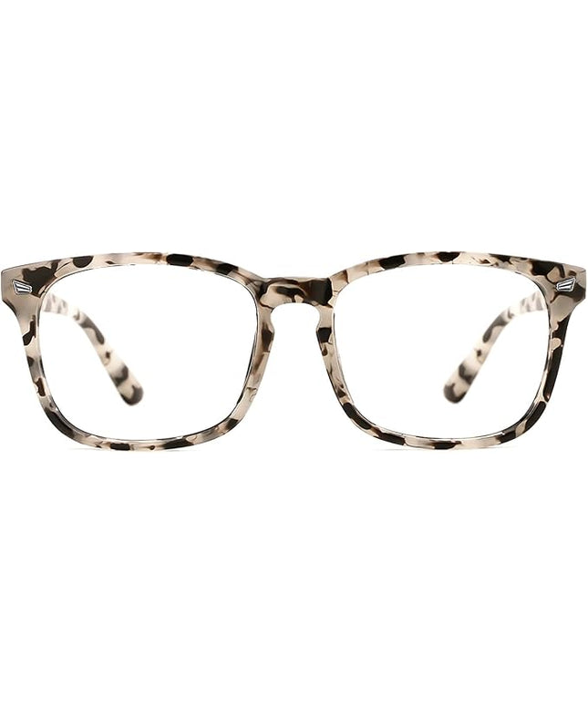 TIJN Blue Light Blocking Glasses for Women Men Clear Frame Square Nerd Eyeglasses Anti Blue Ray Computer Screen Glasses