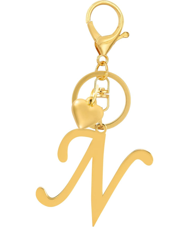 A-Z Heart Initial Letter Keychain, Stainless Steel Alphabet Charm for Handbags, Gift for Women and Girls