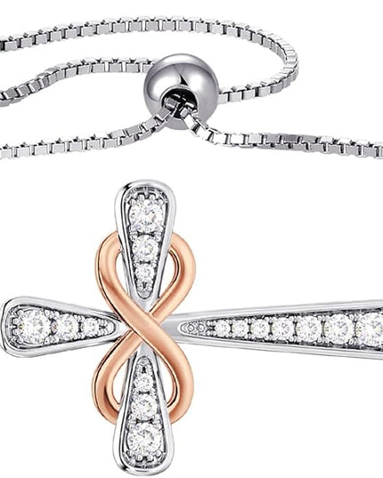 YL Cross Bracelet 925 Sterling Silver Infinity Sideways Link Bracelet Birthstone Jewelry for Women