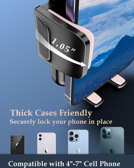 Phone Mount for Car Vent: [Never Blocking] Air Vent Cell Phones Holder for iPhone & Samsung Android Smartphone [Thick Cases Friendly] Hands-Free Auto Mobile Phone Stand (Pink)