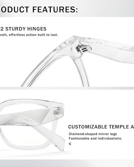 kimorn Blue Light Blocking Glasses,Anti Eyestrain & UV Protection,Square Frame Glasses for Women and Men