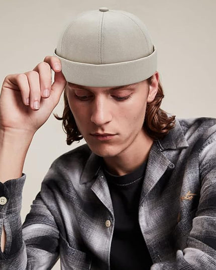 XYIYI Cotton Brimless Docker Cap Adjustable Street Casual Sailor Cap Skullcap Beanie Hat