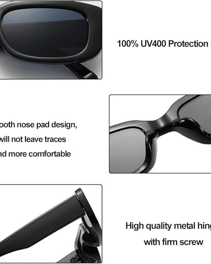 Dollger Rectangle Sunglasses for Women Men Trendy Retro Fashion Sunglasses UV 400 Protection Square Fram