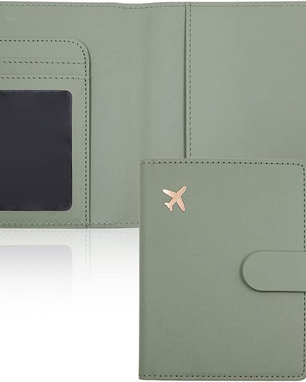 Deziliao Passport Holder,Passport Holder Card Slots, Passport and Vaccine Card Holder Combo, Cute Passport cover for Women and Men, with Waterproof Rfid Blocking, Passport Travel Wallet(Moss green)