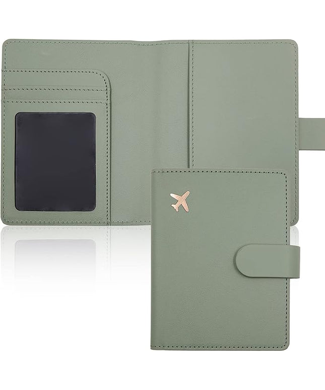 Deziliao Passport Holder,Passport Holder Card Slots, Passport and Vaccine Card Holder Combo, Cute Passport cover for Women and Men, with Waterproof Rfid Blocking, Passport Travel Wallet(Moss green)