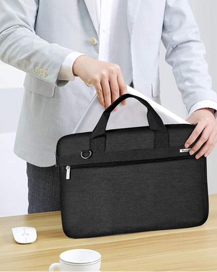 Voova Laptop Bag 13-14 Inch, 360° Protective Laptop Case Sleeve with Shoulder Strap Compatible with Macbook Air 13, MacBook Pro 13/14, Waterproof Computer Bag Slim Briefcase for Men Women, Black
