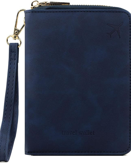 Passport Holder for Travel Women and Men RFID Passport Holder with Card Slots Holder Passport Case Passport cover Passport Wallet Travel Essentials and Accessories (Short Zipper, SZH-Navy)