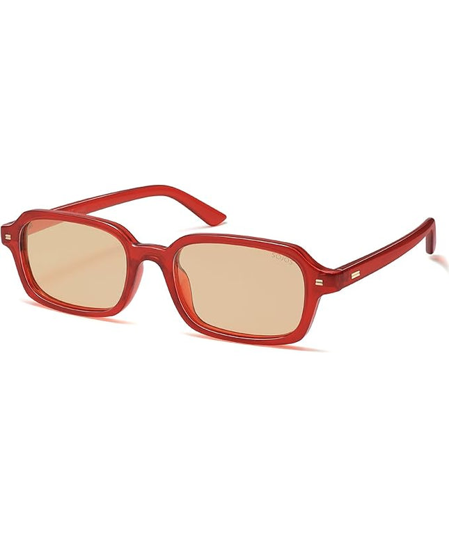 SOJOS Trendy Rectangle Polarized Sunglasses Womens Mens, Small Retro Fashion Thin Slim Square Sunnies SJ2610
