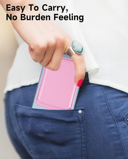 Mizi MagSafe Wallet, Magnetic Phone Vegan Leather Wallet - Slim 3 Cards Holder for iPhone 15/14/13/12 Series - Pink
