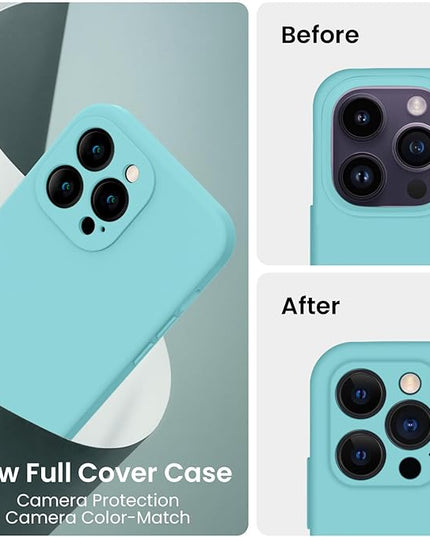 FireNova Designed for iPhone 14 Pro Max Case, Silicone Upgraded [Camera Protection] Case with [2 Screen Protectors], Soft Anti-Scratch Microfiber Lining Inside, 6.7 inch, Sea Blue