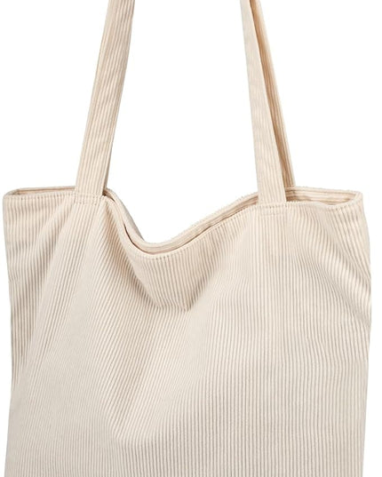 Iioscre Corduroy Tote Bag for Women,Hobo HandBags with Zipper,Large Capacity Casual Shoulder Handbags with Inner Pockets