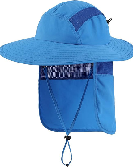 Home Prefer UPF 50+ Mens Wide Brim Fishing Hat with Neck Flap Sun Hat for Men Women Sun Protection Cap