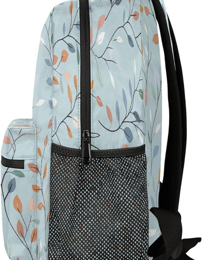 Large Backpack with 15.6 Inch Laptop Compartment, Leaves Vines Blue Adult Backpack for Work, Travel & School College Boys Girls