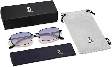 SOJOS Small Trendy Rectangle Sunglasses Womens Mens, Retro 80s 90s Y2k Chic Narrow Thin Skinny Sunnies SJ1187