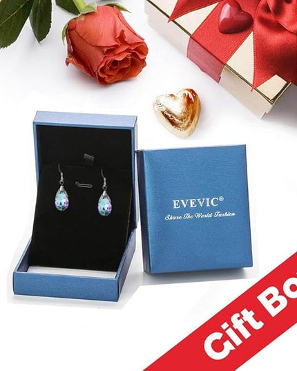 Teardrop Austrian Crystal Drop Dangle Earrings for Women 925 Sterling Silver Hook Hypoallergenic Jewelry
